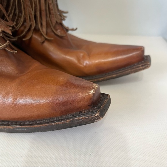 Corral Brown Leather Fringe Western Cowboy Boots - Picture 4 of 13